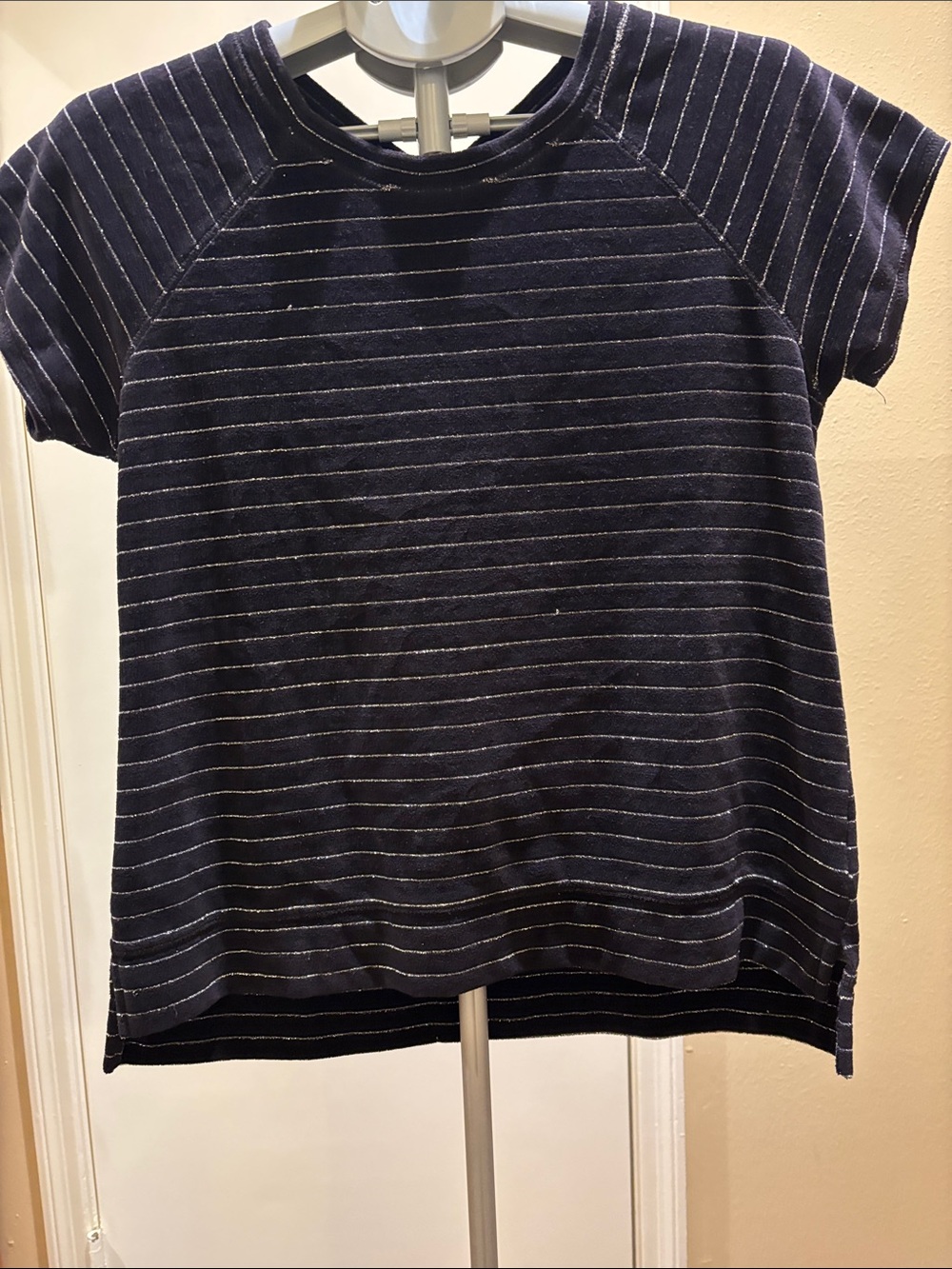 Liz Claiborne Black and White Narrow-Striped Short Sleeve Tee